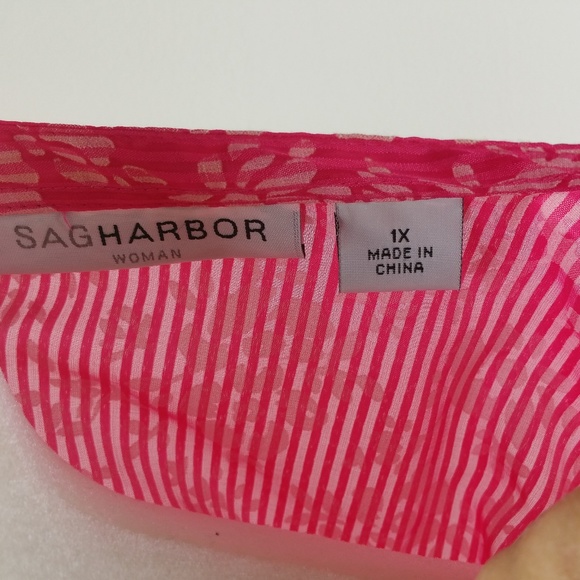 Sag Harbor Flowery Long Sleeve Pink Blouse Sz 1x - Picture 5 of 7